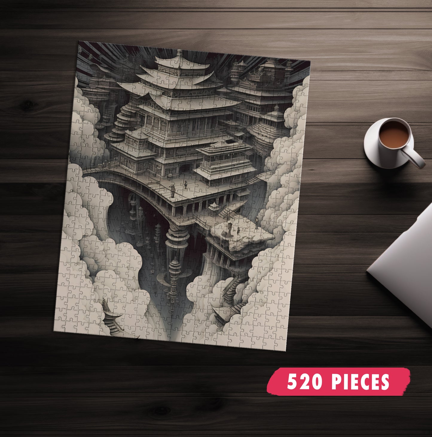 Black & White Temple Jigsaw Puzzle