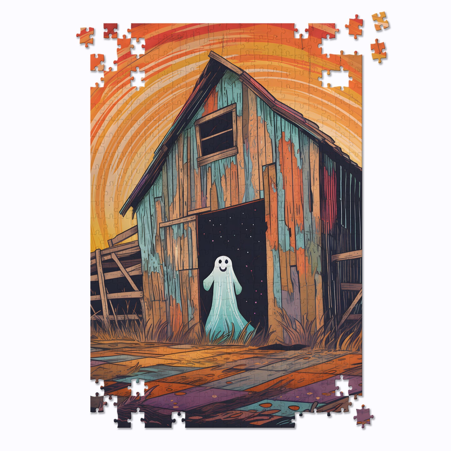 Happy Ghost | Colorful Barn Puzzle