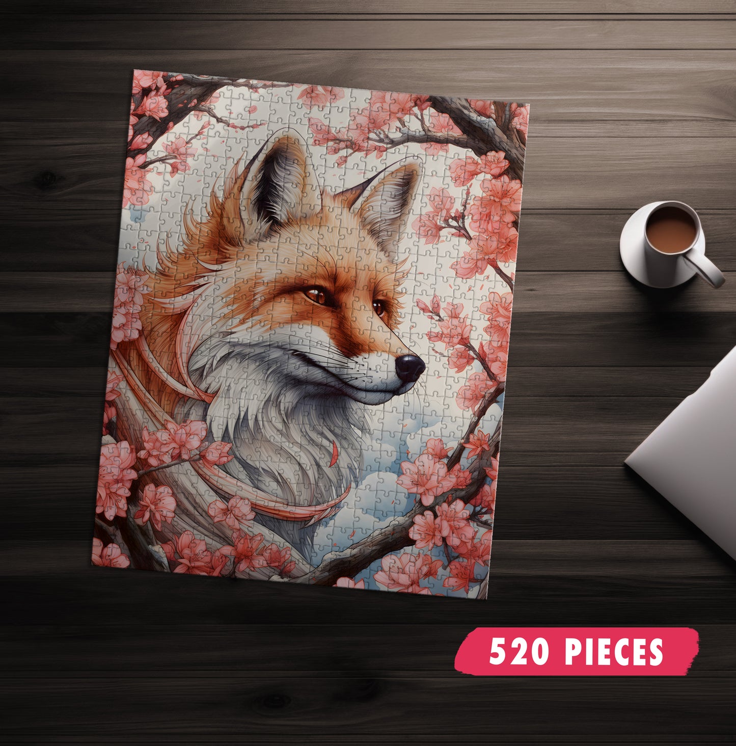 Cherry Blossom Fox Jigsaw Puzzle