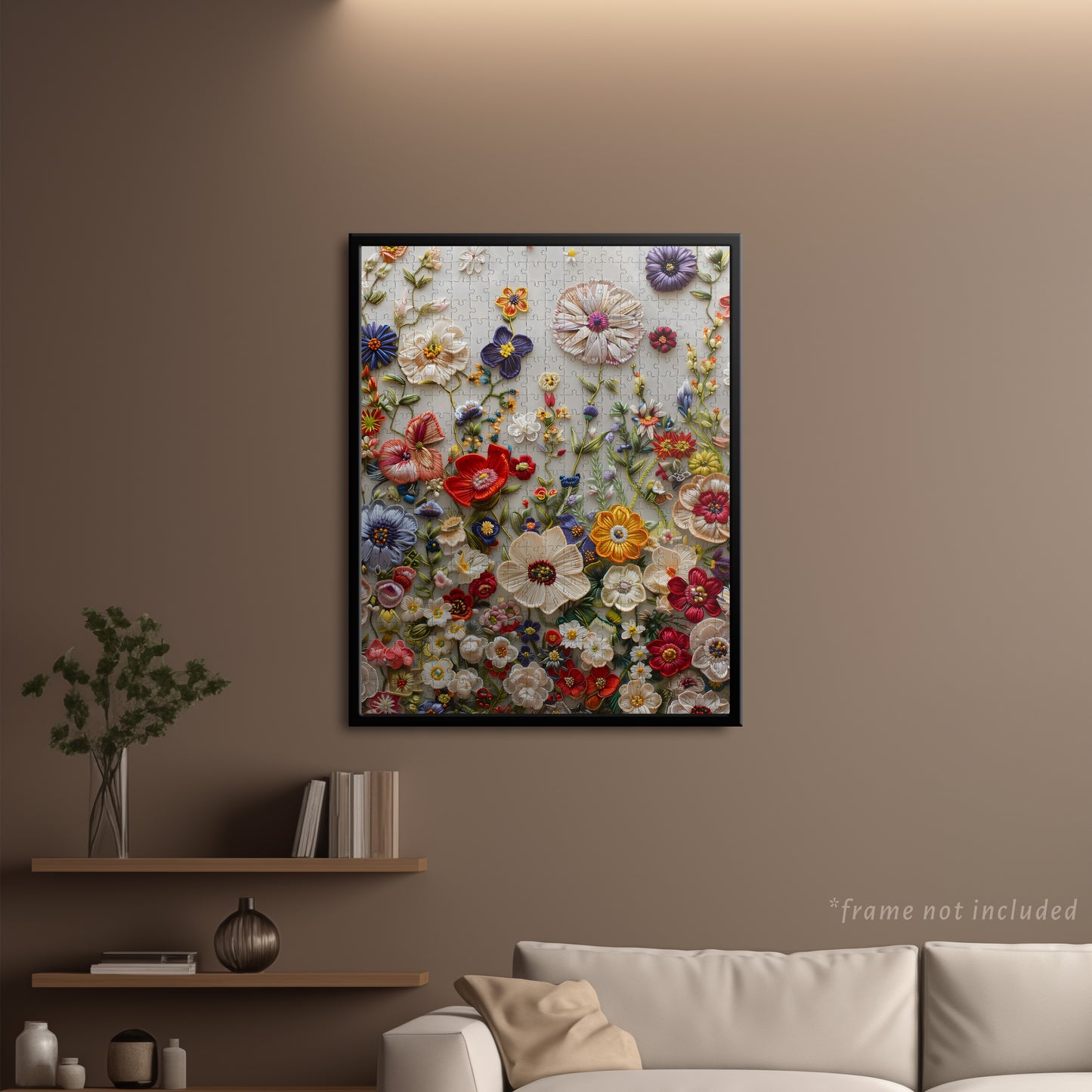 Embroidered Floral Art Jigsaw Puzzle