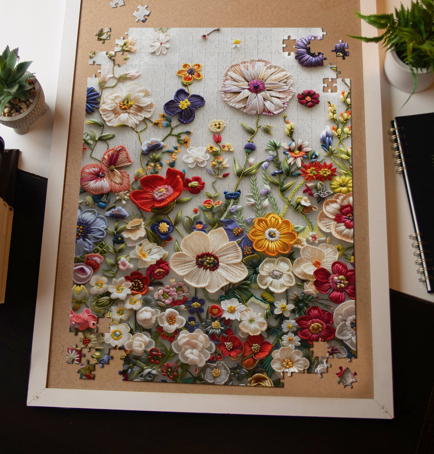 Embroidered Floral Art Jigsaw Puzzle