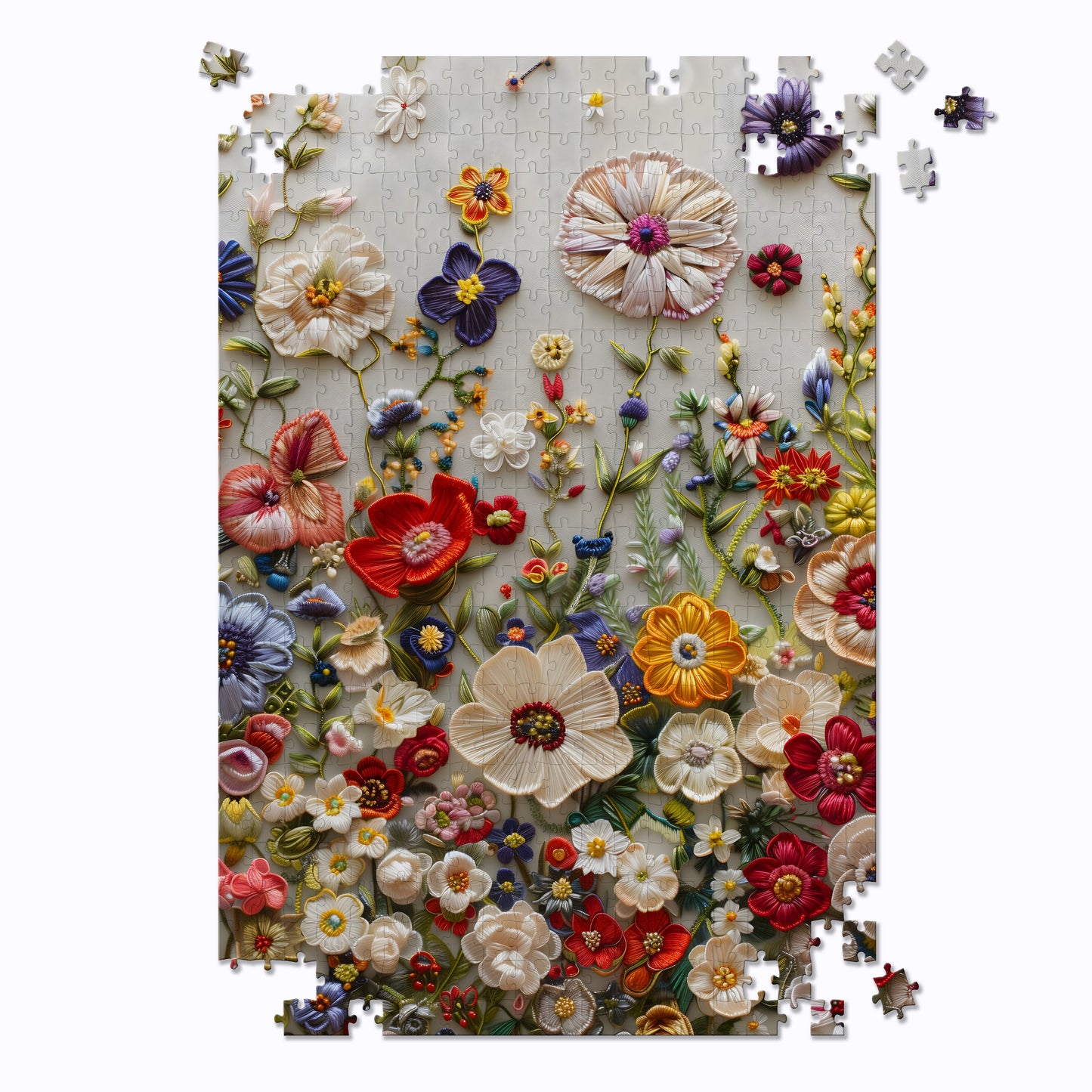 Embroidered Floral Art Jigsaw Puzzle