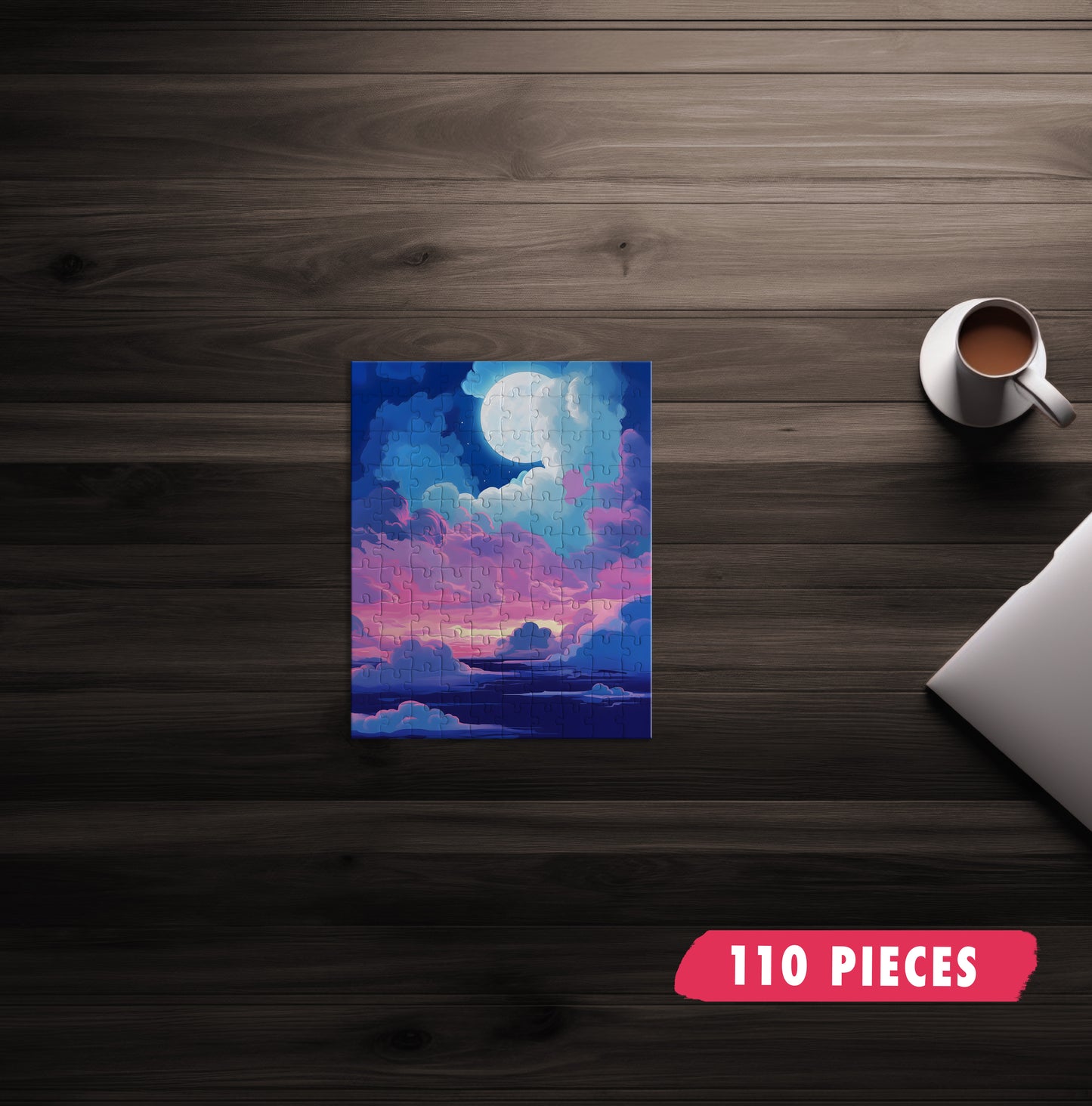 Moon Shining In Cotton Clouds Jigsaw Puzzle
