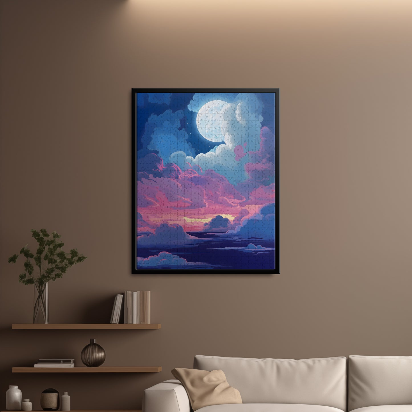 Moon Shining In Cotton Clouds Jigsaw Puzzle