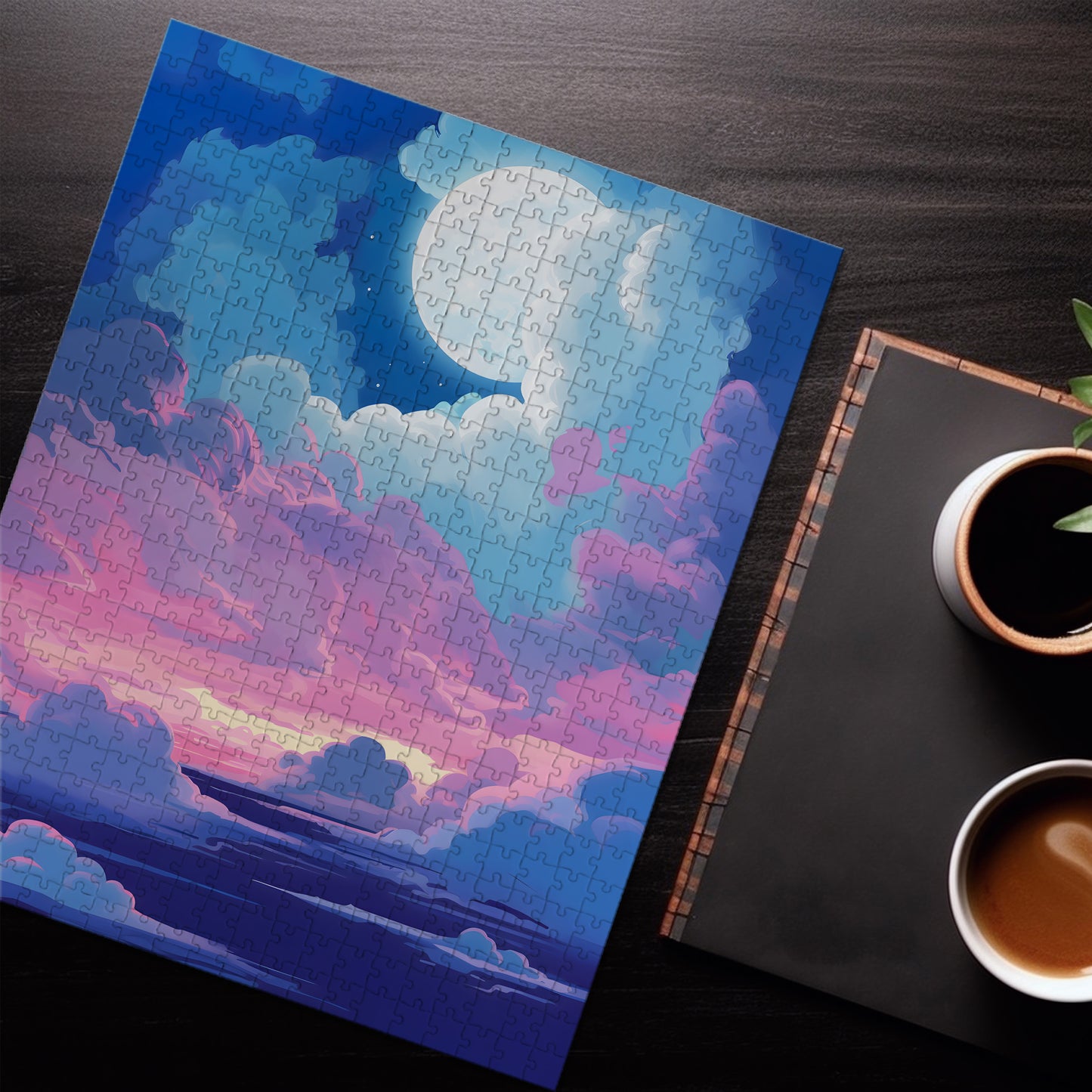 Moon Shining In Cotton Clouds Jigsaw Puzzle
