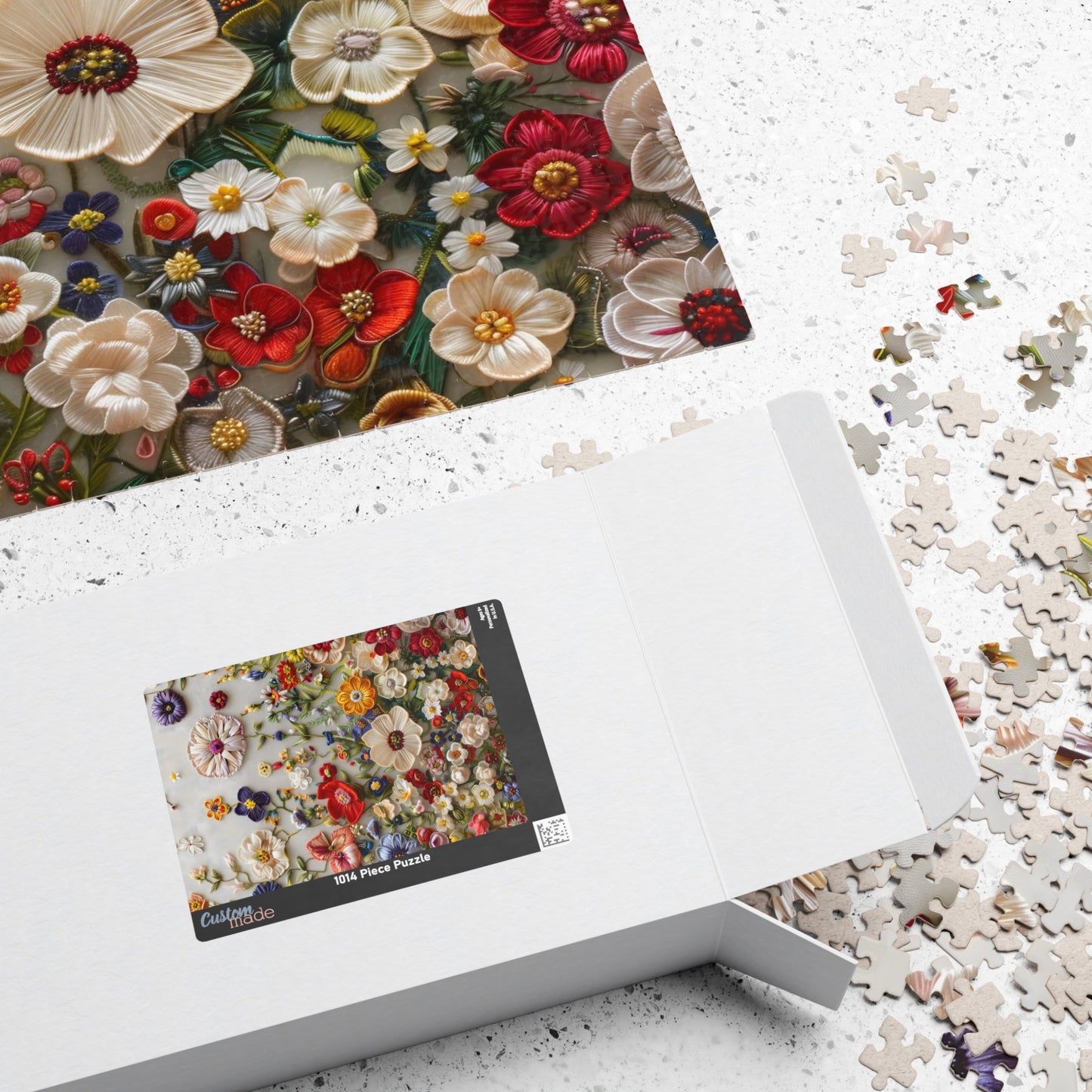 Embroidered Floral Art Jigsaw Puzzle