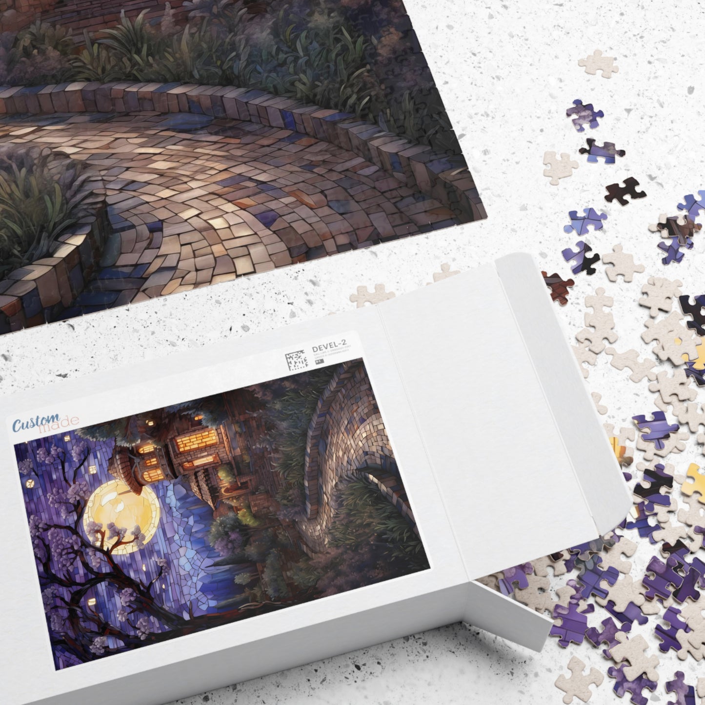 Mosaic Villa Under Night Sky Art Jigsaw Puzzle