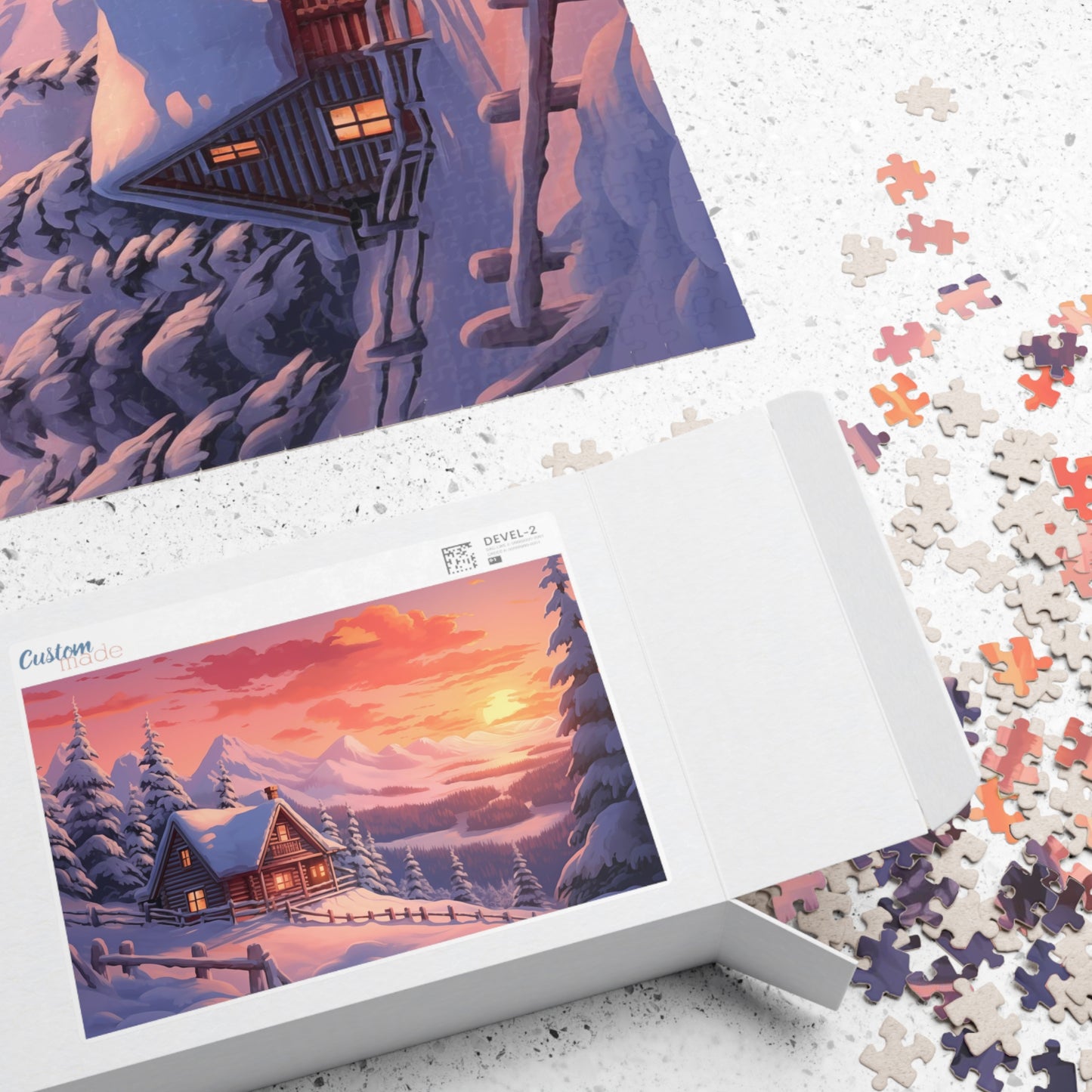Snowy Mountain Cabin Jigsaw Puzzle