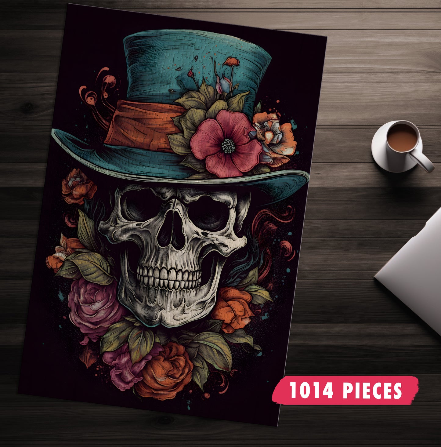 Dapper Skull Floral Jigsaw Puzzle