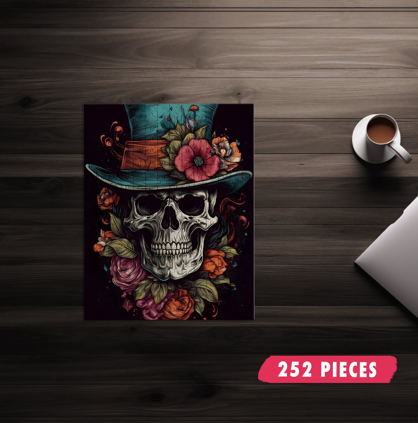 Dapper Skull Floral Jigsaw Puzzle