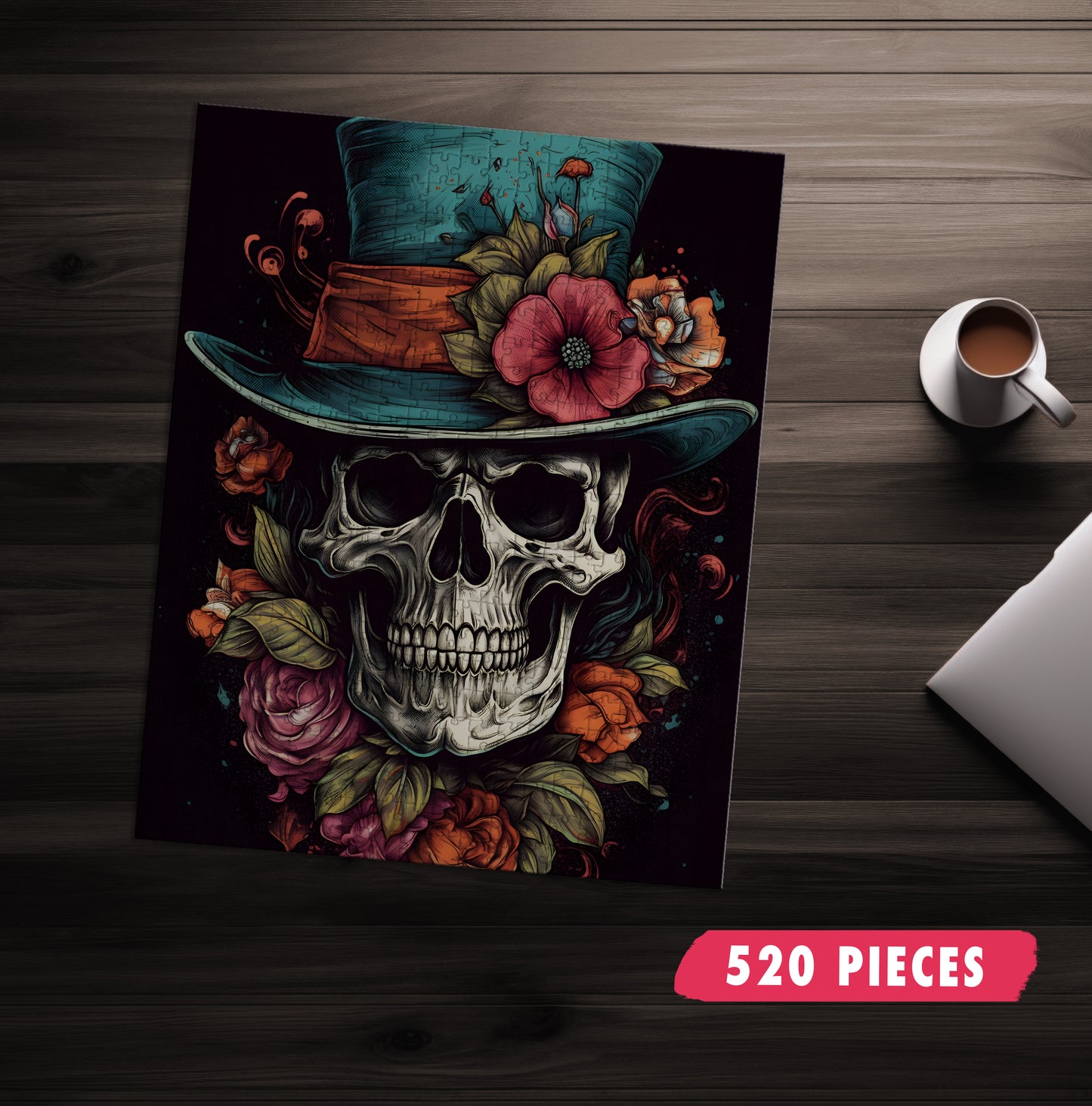 Dapper Skull Floral Jigsaw Puzzle