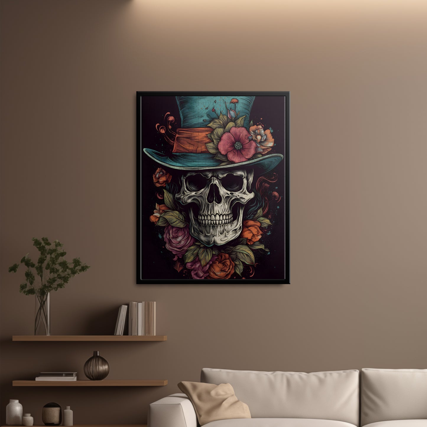 Dapper Skull Floral Jigsaw Puzzle