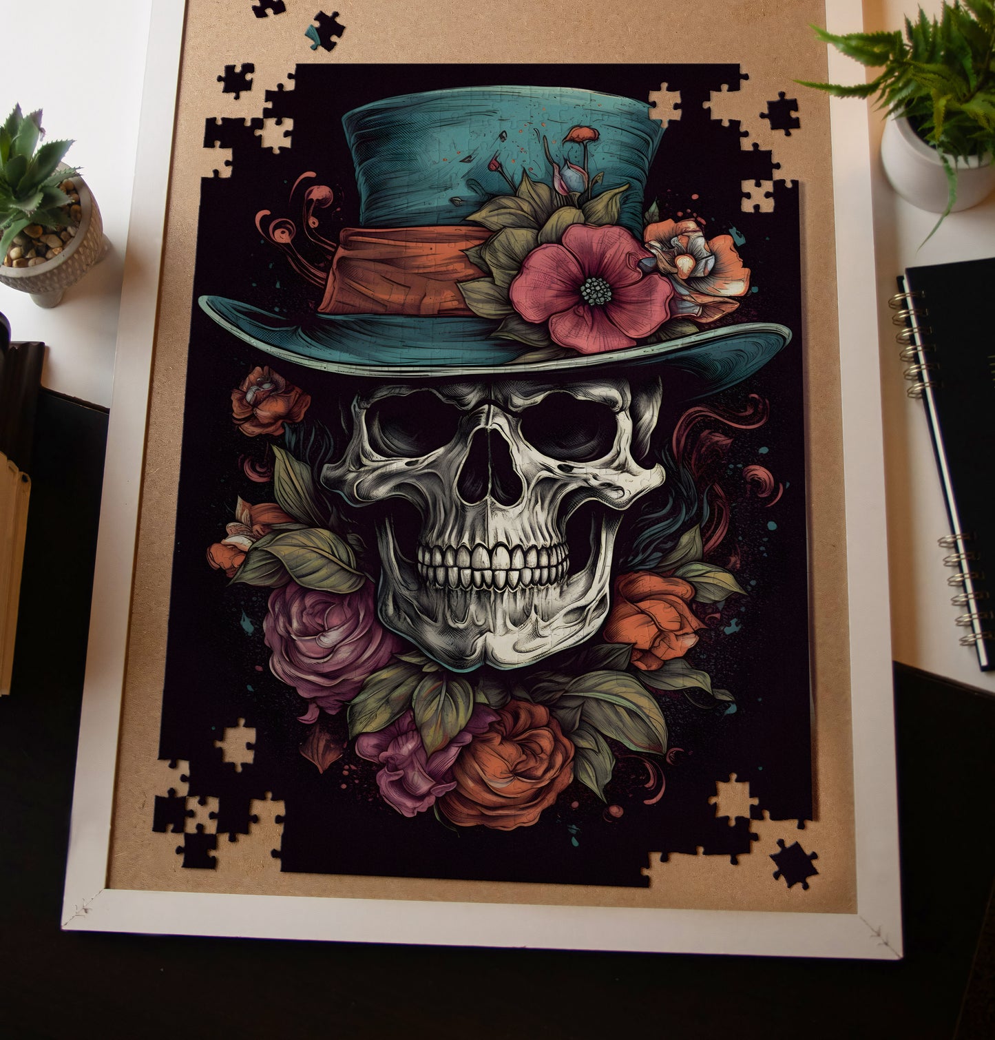 Dapper Skull Floral Jigsaw Puzzle