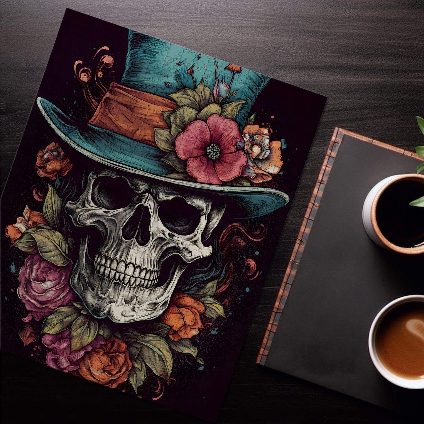 Dapper Skull Floral Jigsaw Puzzle