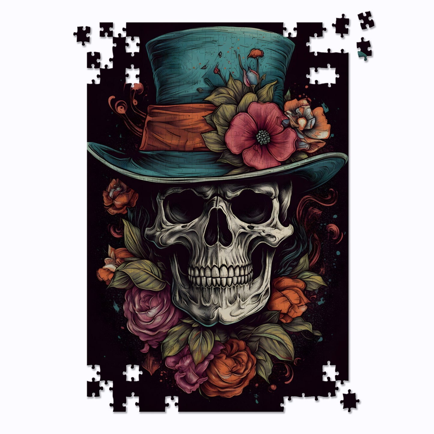 Dapper Skull Floral Jigsaw Puzzle