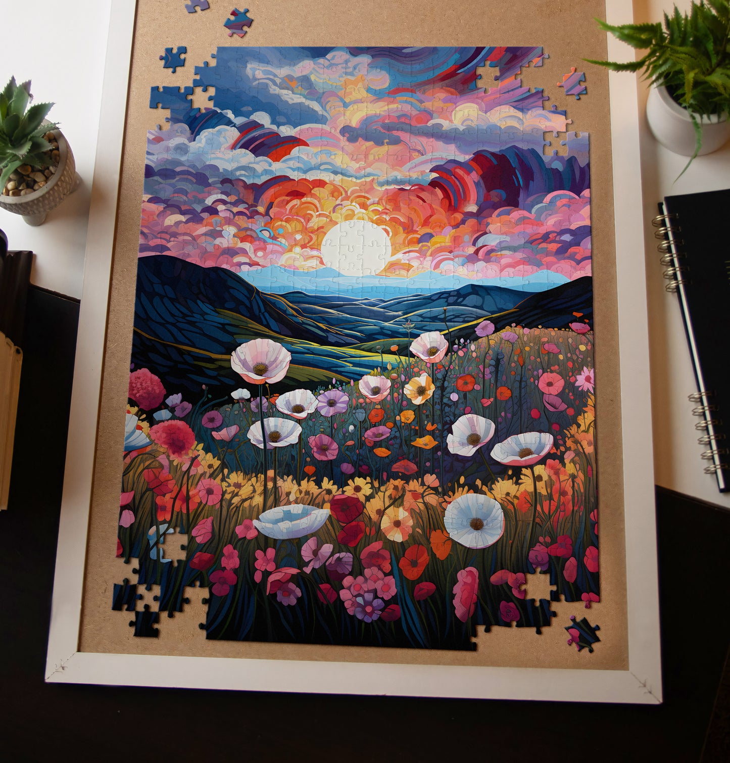 Beautiful Floral Sunset Jigsaw Puzzle