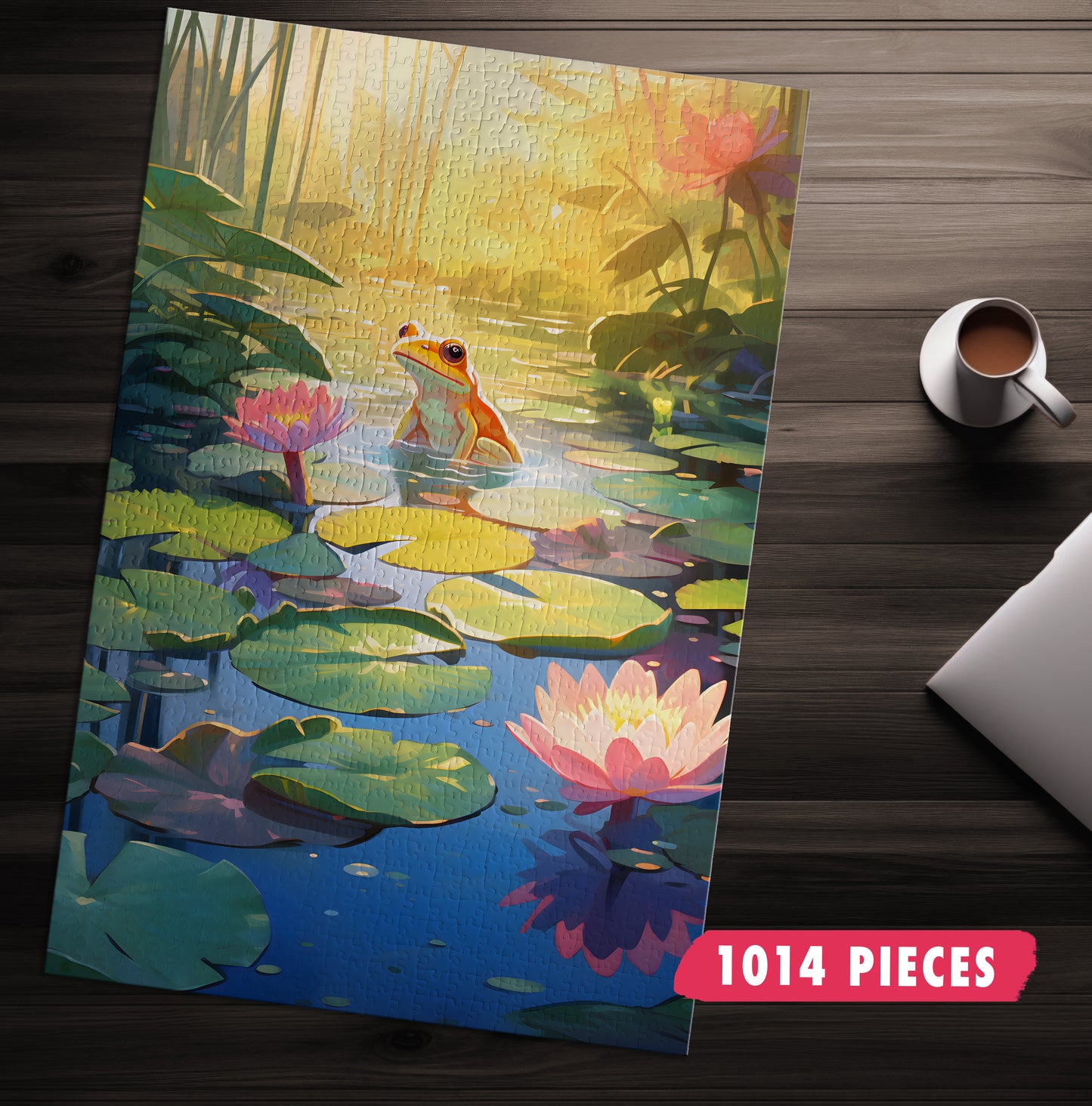 Frog In Lily Pond Jigsaw Puzzle