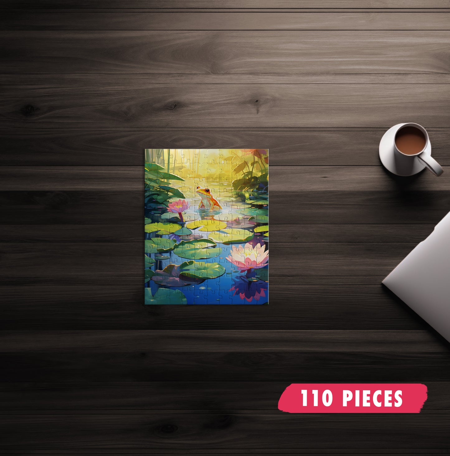 Frog In Lily Pond Jigsaw Puzzle