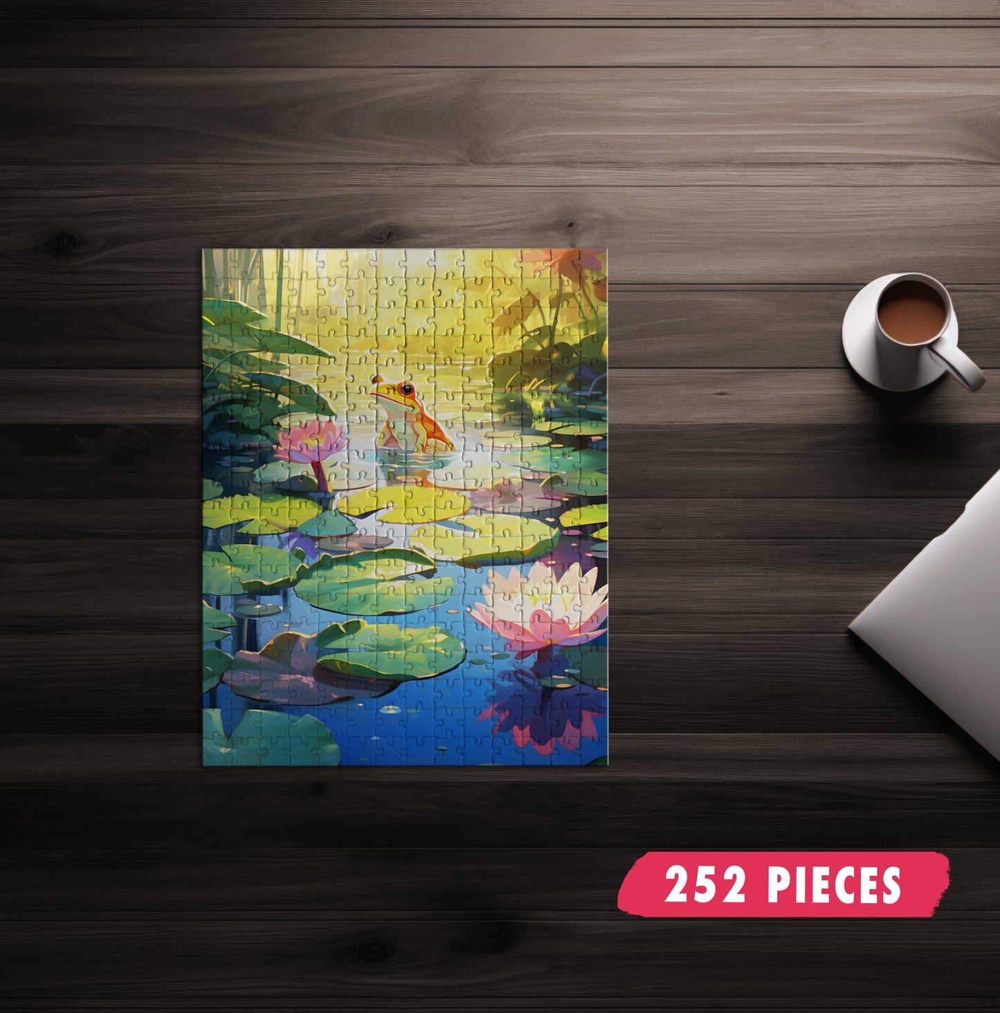 Frog In Lily Pond Jigsaw Puzzle
