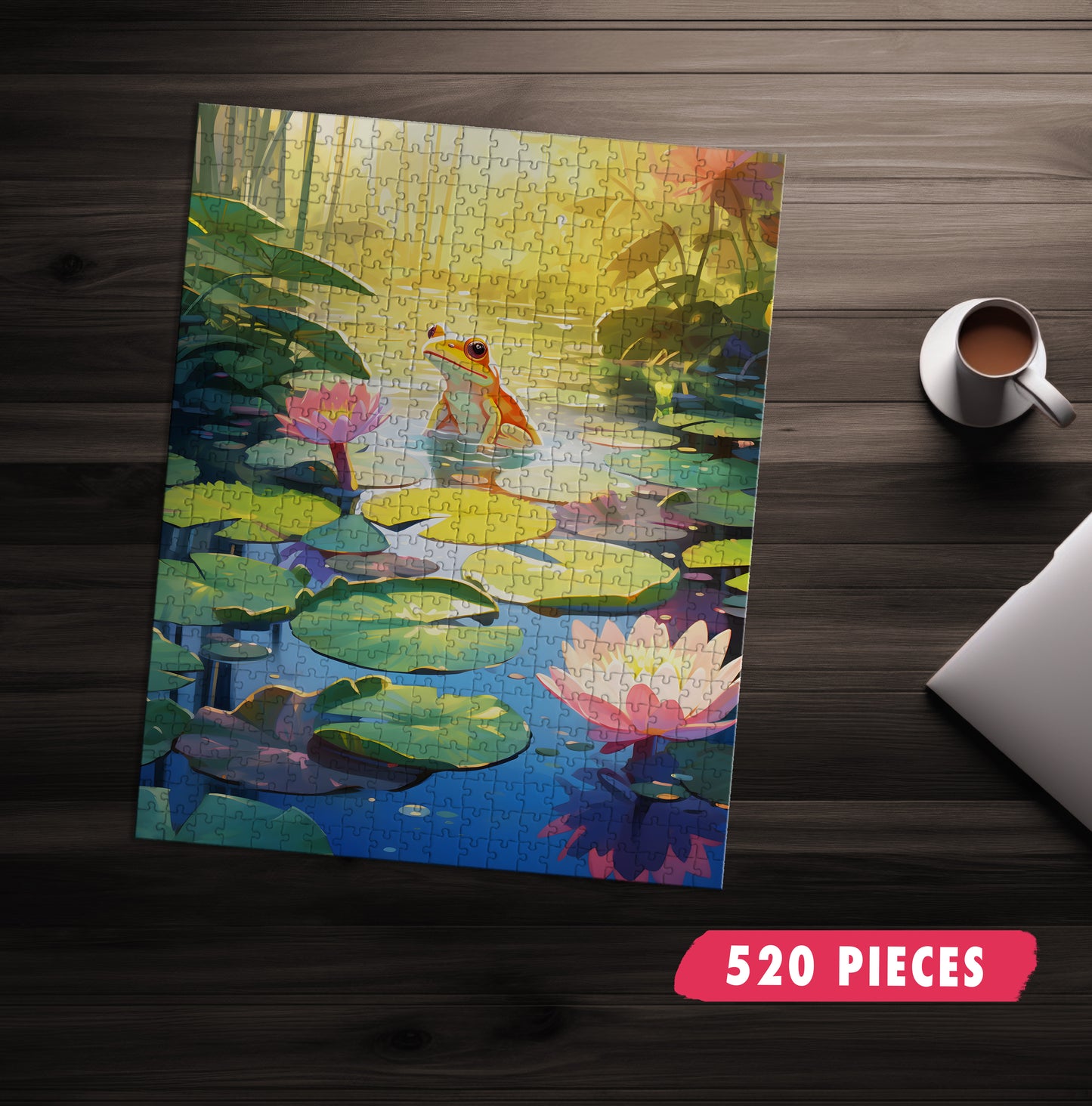 Frog In Lily Pond Jigsaw Puzzle