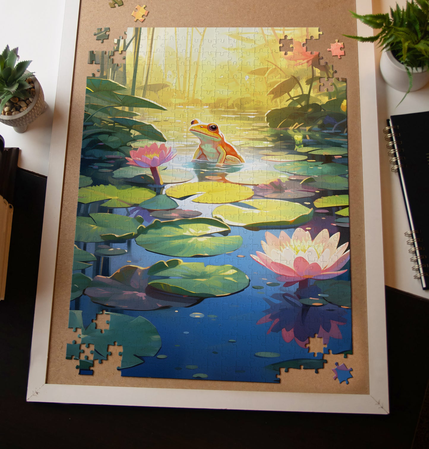 Frog In Lily Pond Jigsaw Puzzle