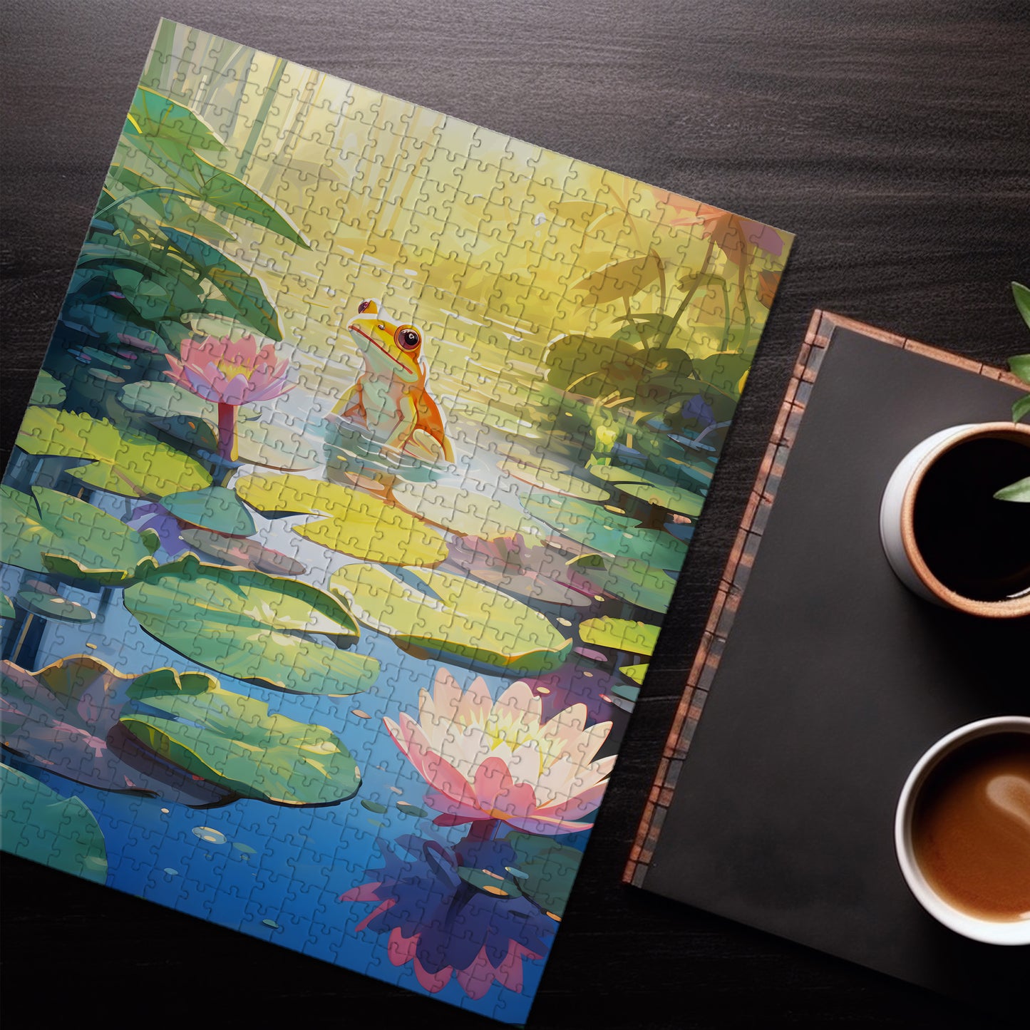 Frog In Lily Pond Jigsaw Puzzle
