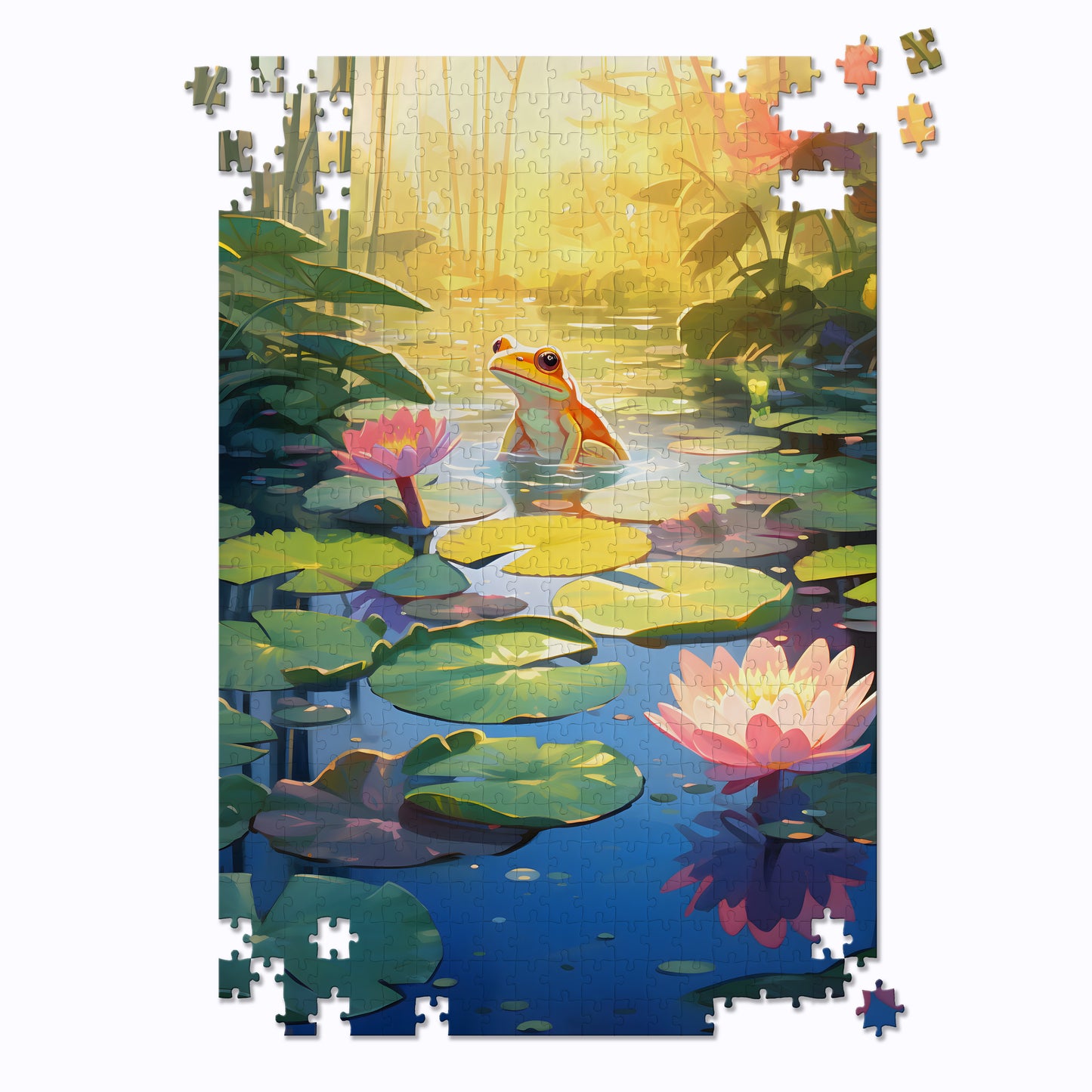 Frog In Lily Pond Jigsaw Puzzle