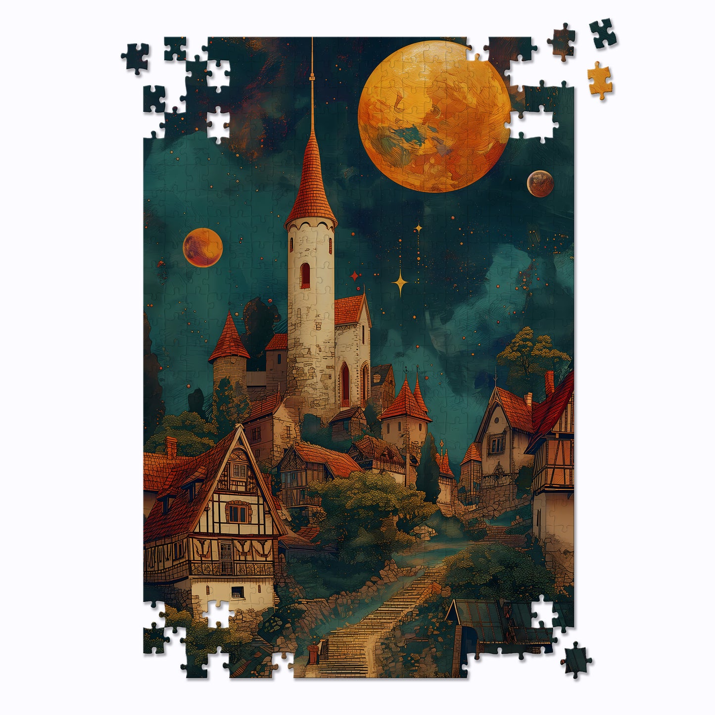 Moonlight Village Jigsaw Puzzle