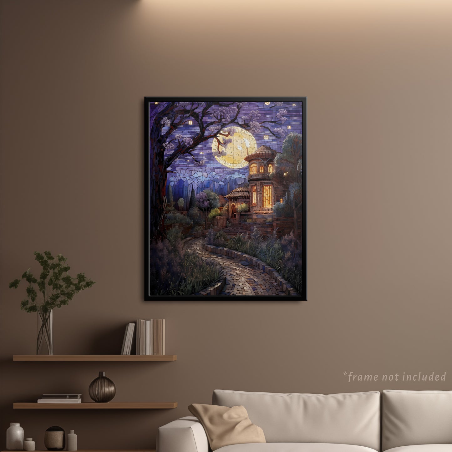 Mosaic Villa Under Night Sky Art Jigsaw Puzzle