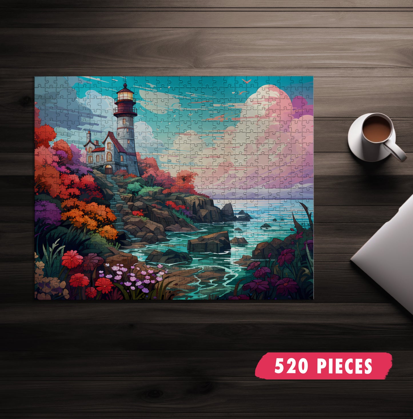 Dusk Ocean Lighthouse Jigsaw Puzzle