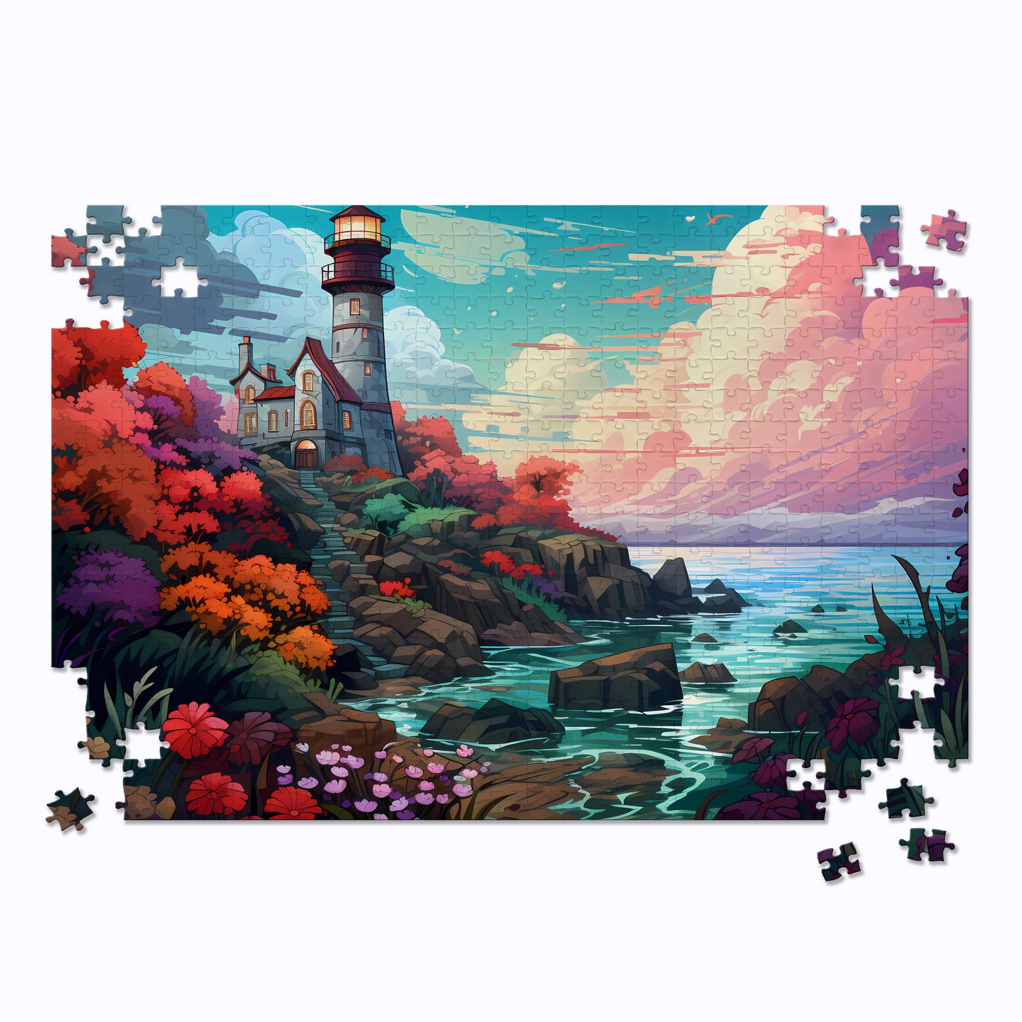 Dusk Ocean Lighthouse Jigsaw Puzzle