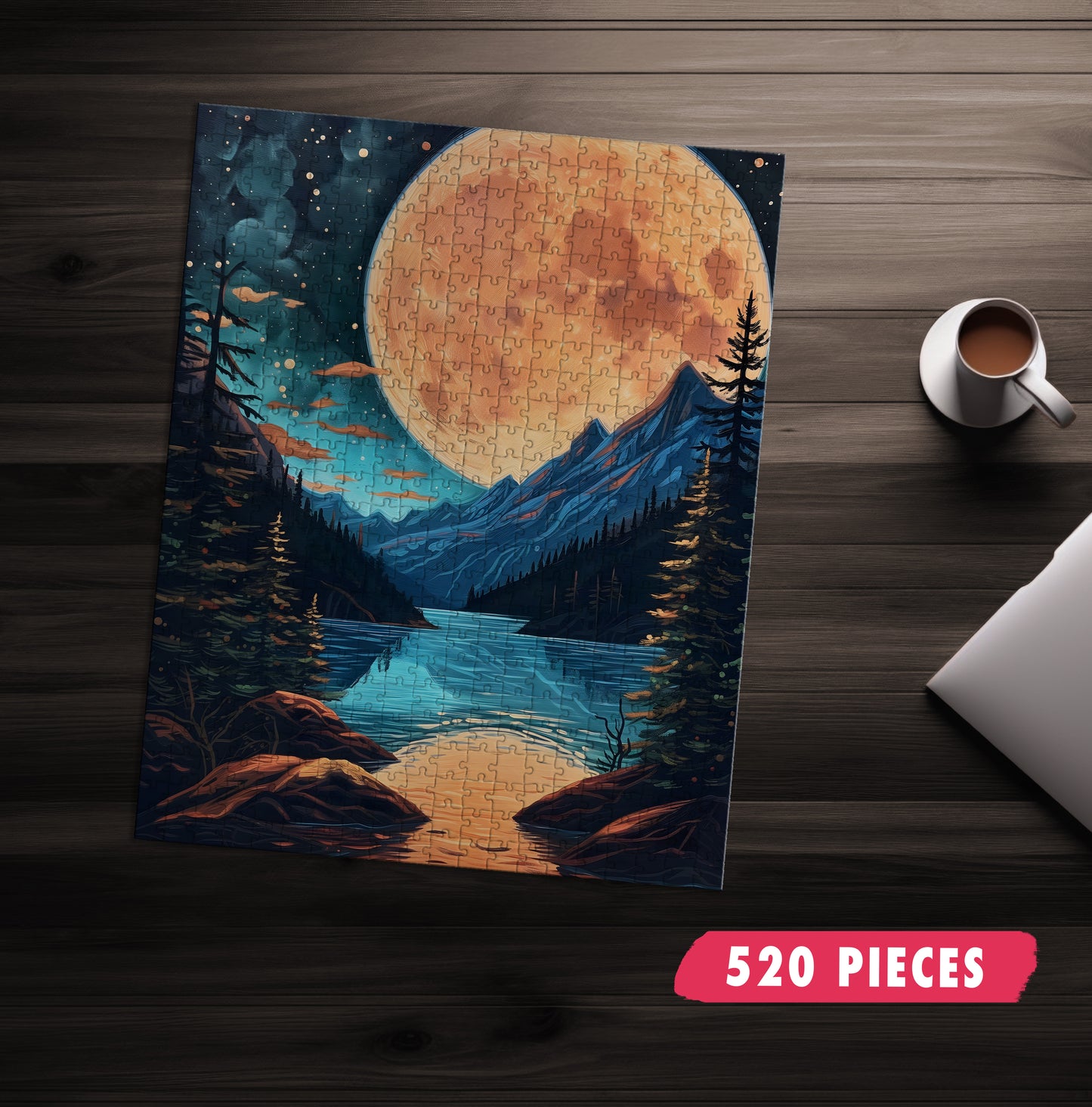 Big Moon Landscape Jigsaw Puzzle