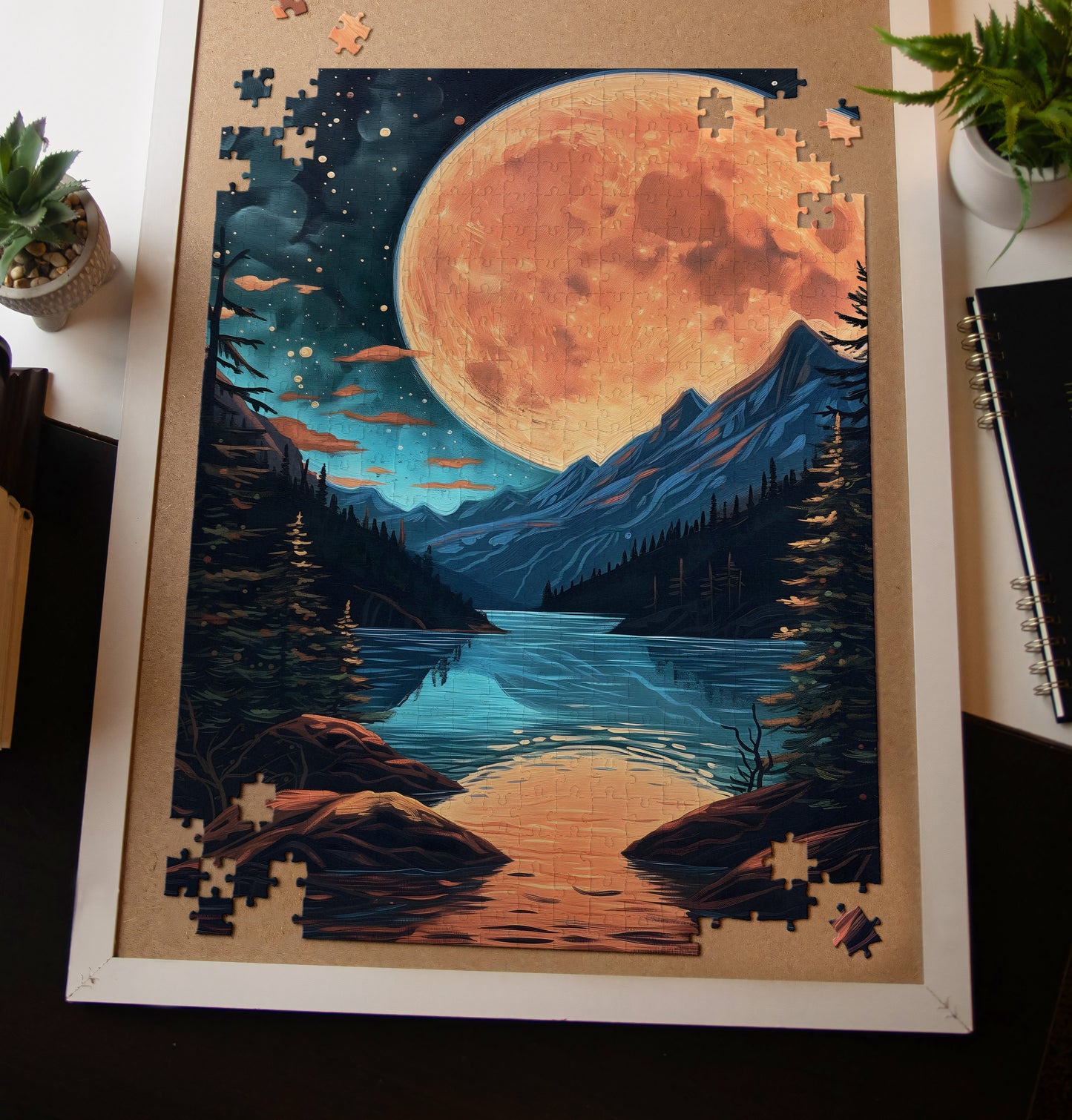 Big Moon Landscape Jigsaw Puzzle