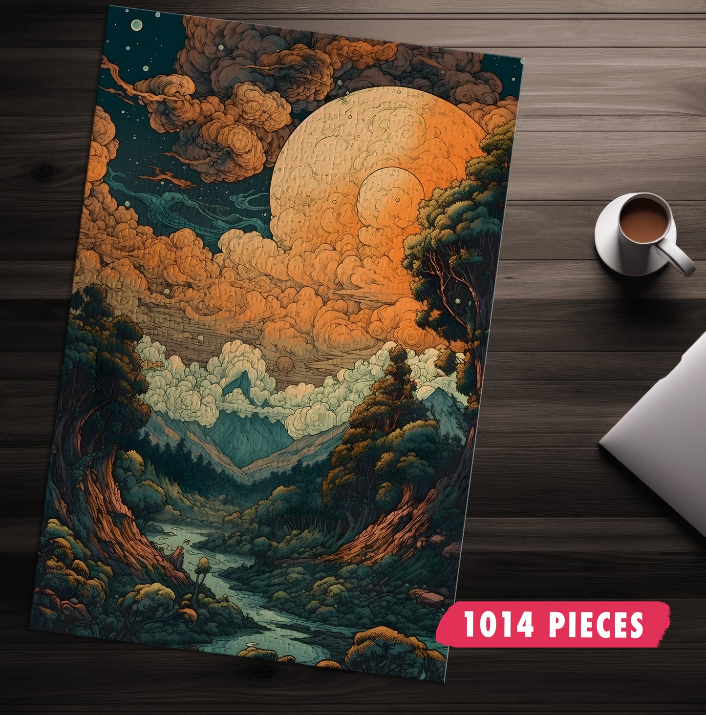 Psychedelic Mountainous Clouds Jigsaw Puzzle