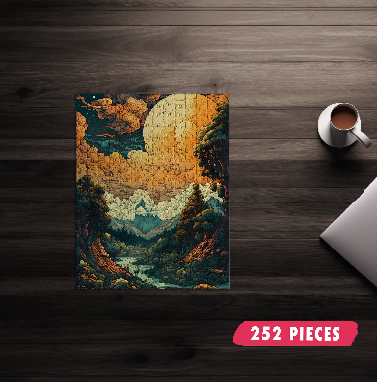 Psychedelic Mountainous Clouds Jigsaw Puzzle