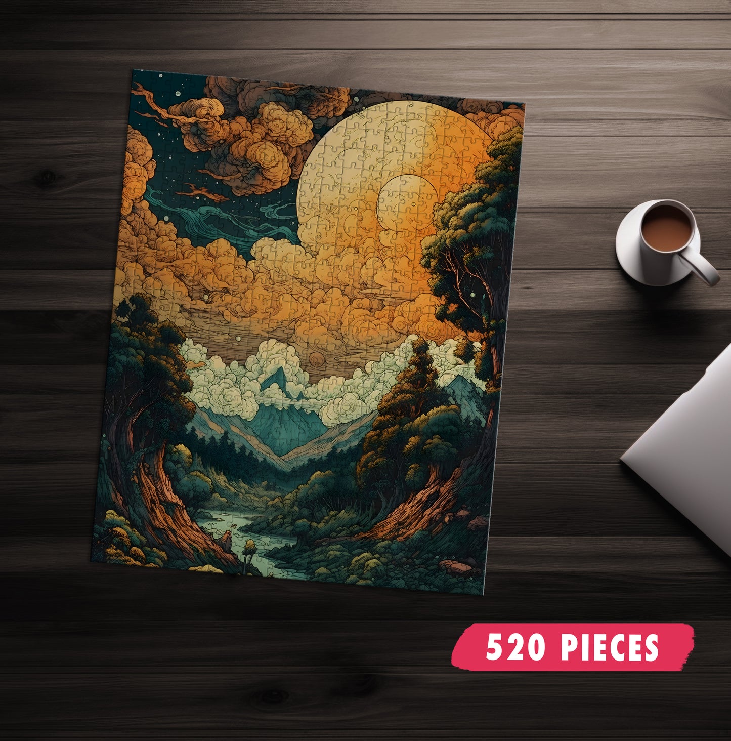 Psychedelic Mountainous Clouds Jigsaw Puzzle