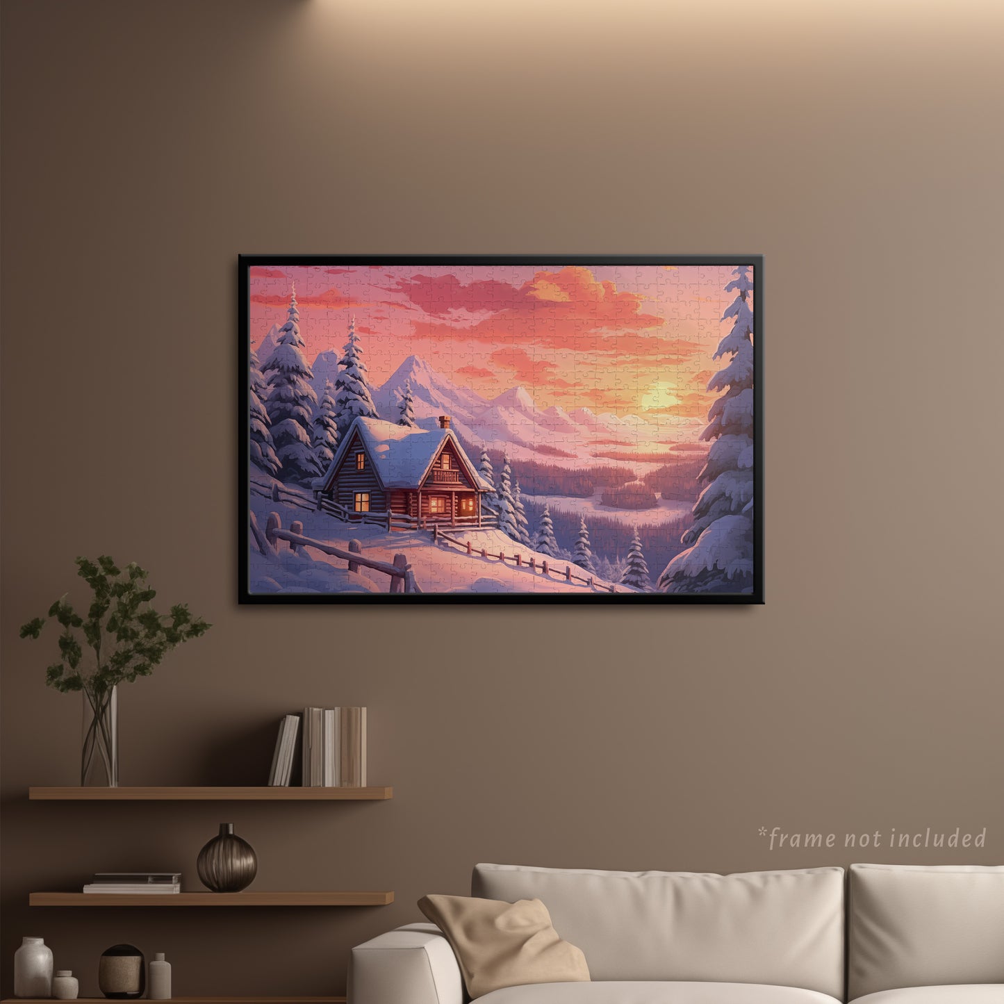 Snowy Mountain Cabin Jigsaw Puzzle