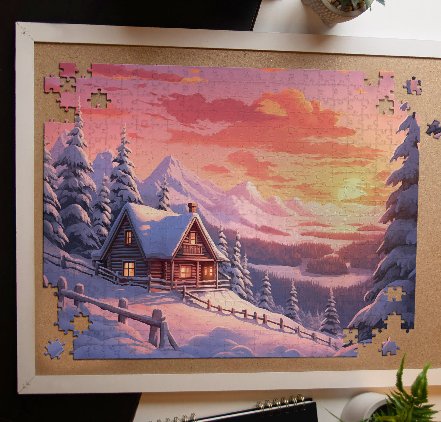 Snowy Mountain Cabin Jigsaw Puzzle