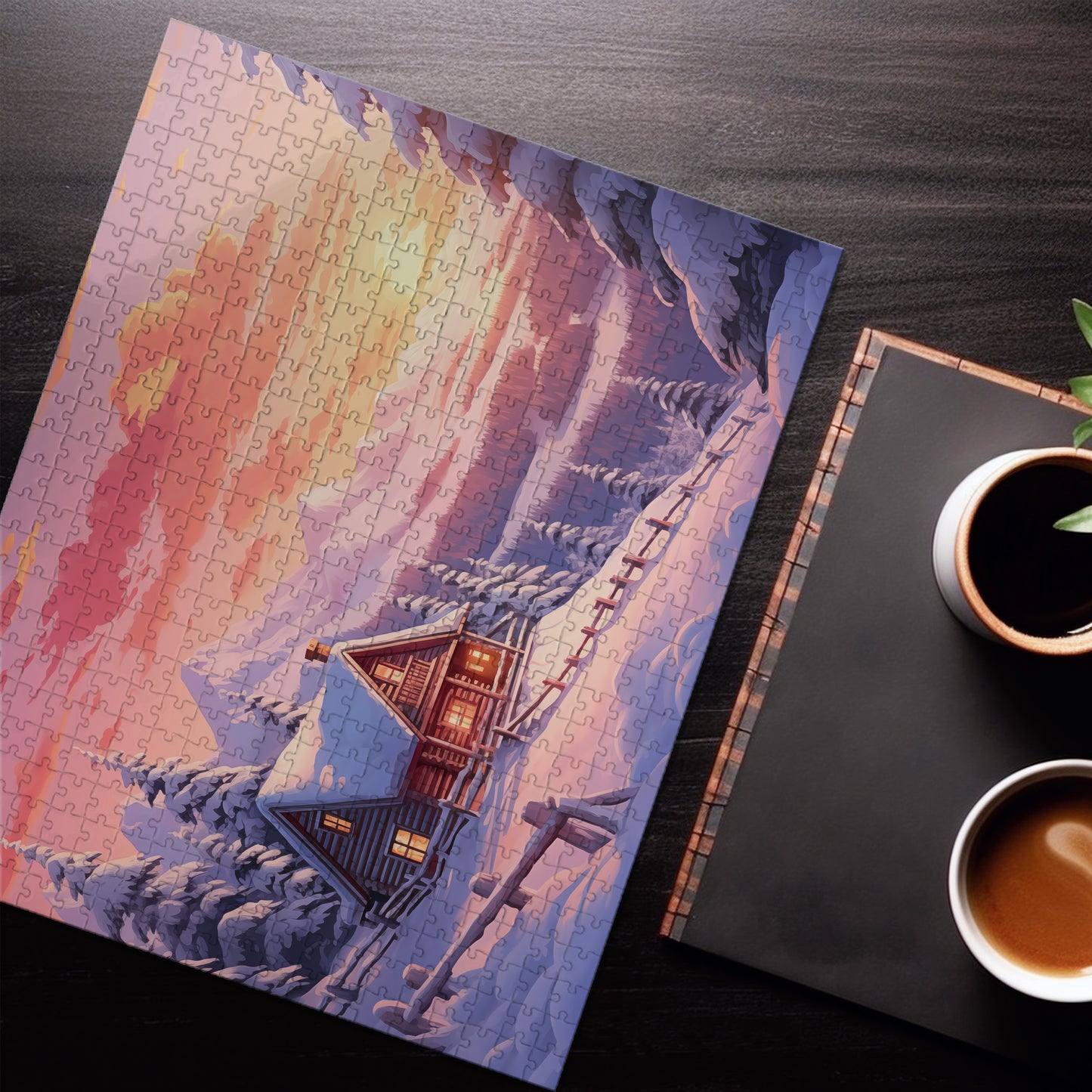 Snowy Mountain Cabin Jigsaw Puzzle