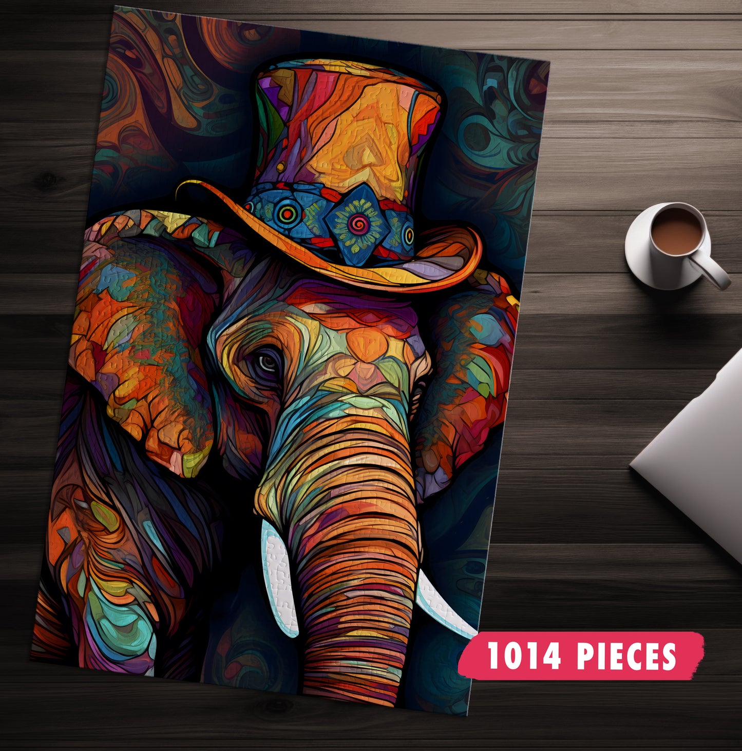 Stained Glass Elephant Jigsaw Puzzle