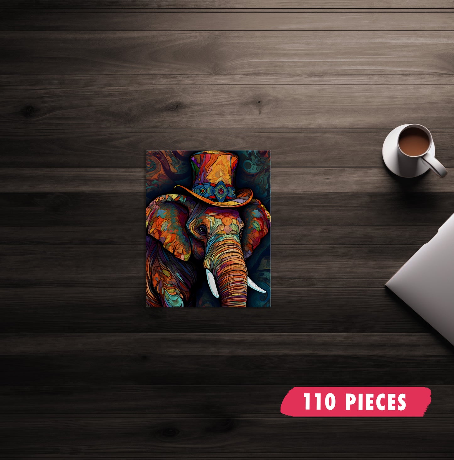 Stained Glass Elephant Jigsaw Puzzle