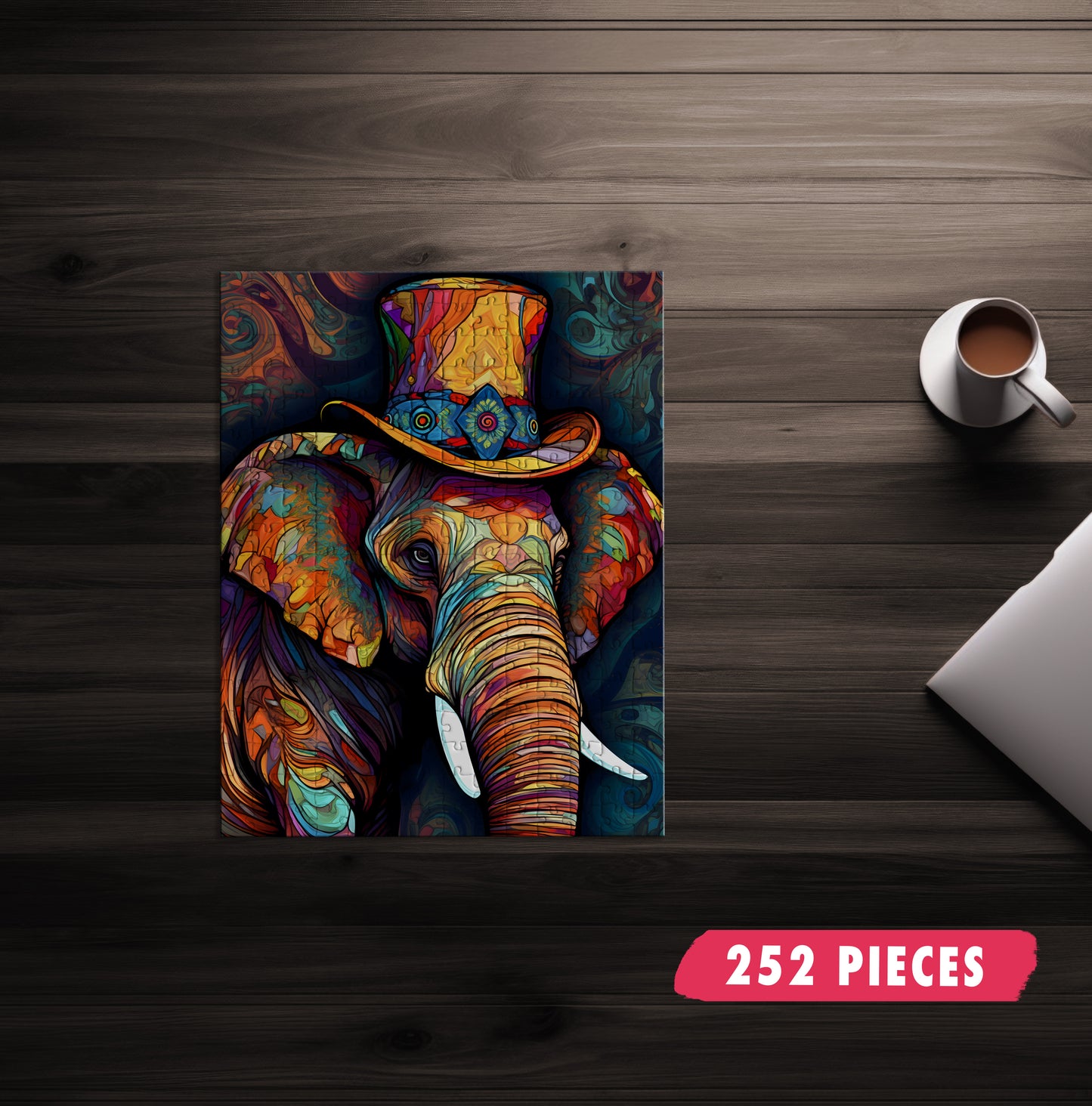 Stained Glass Elephant Jigsaw Puzzle