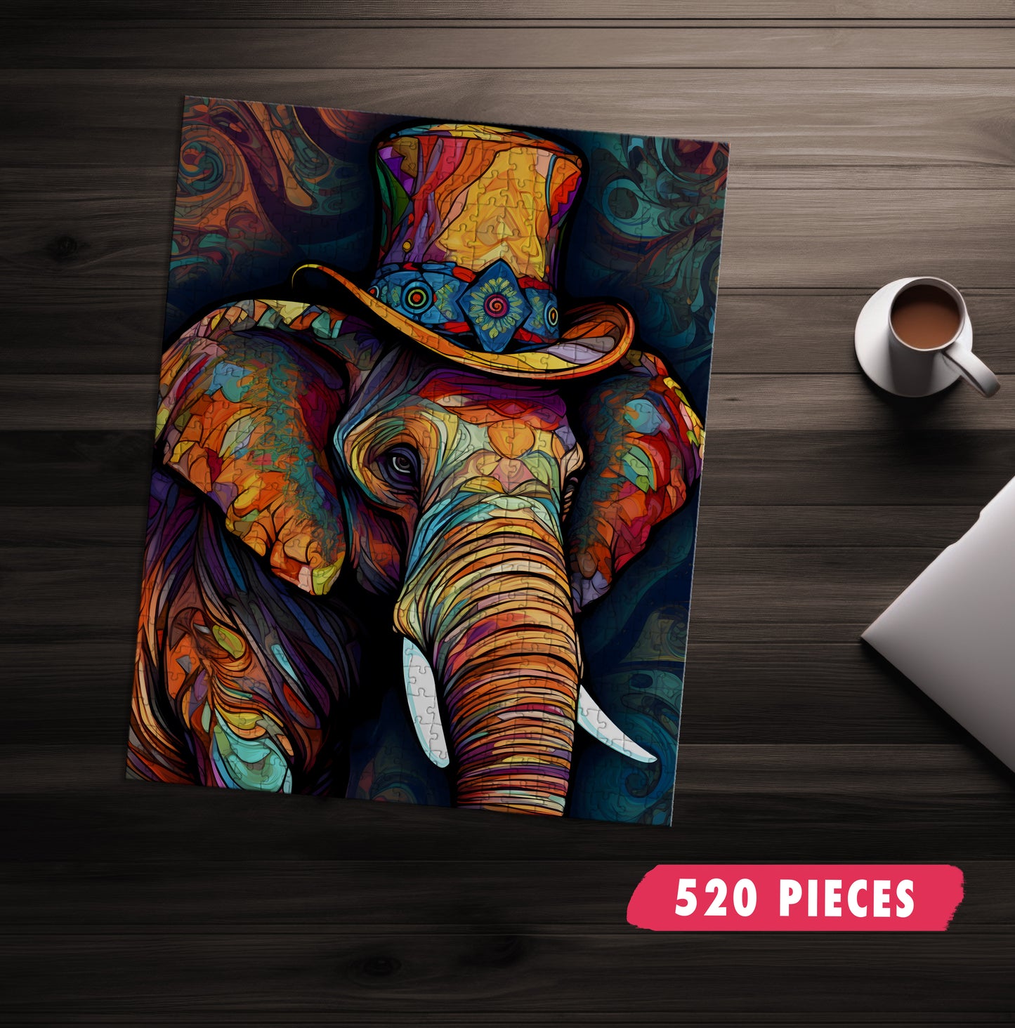 Stained Glass Elephant Jigsaw Puzzle