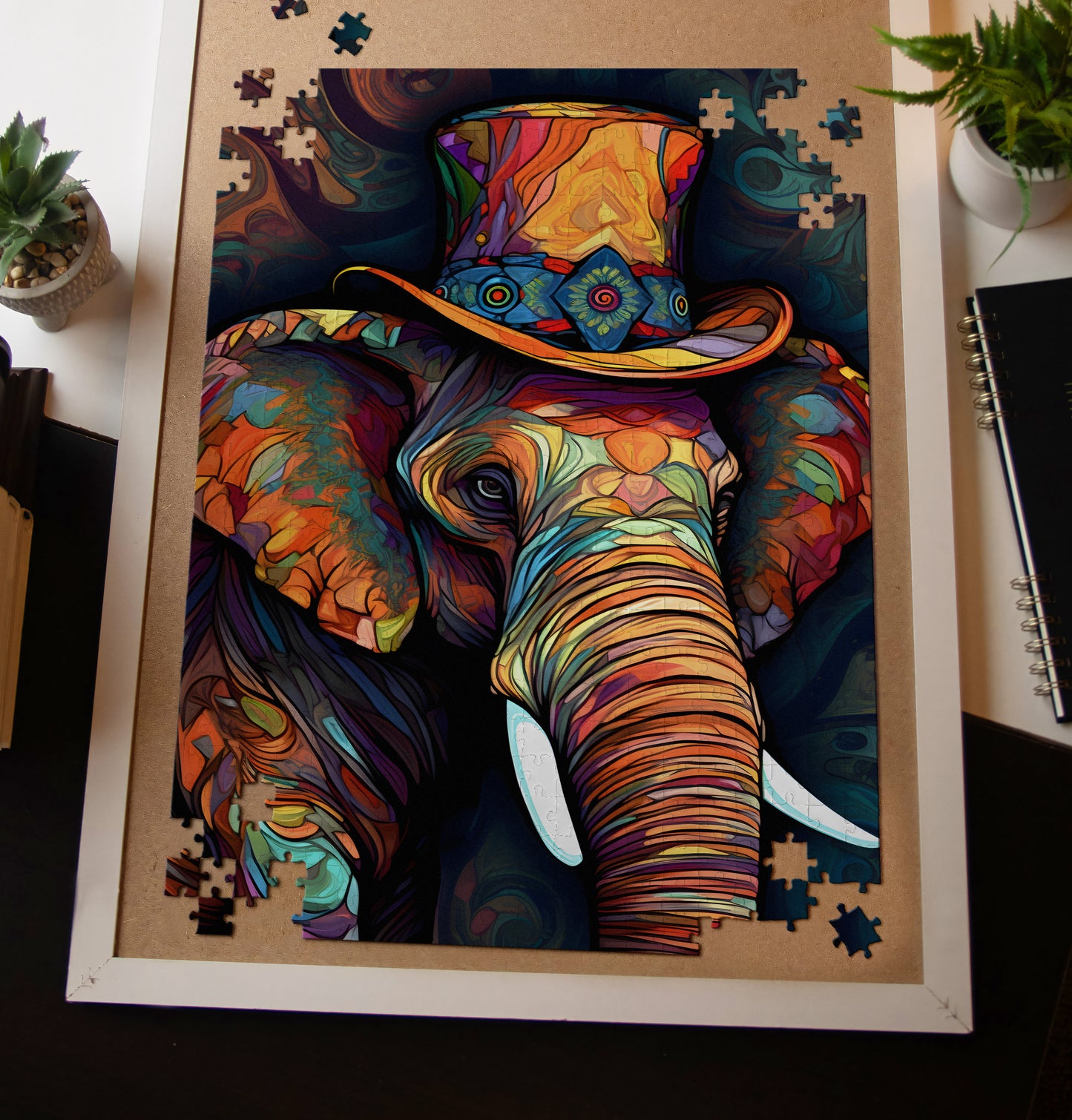 Stained Glass Elephant Jigsaw Puzzle