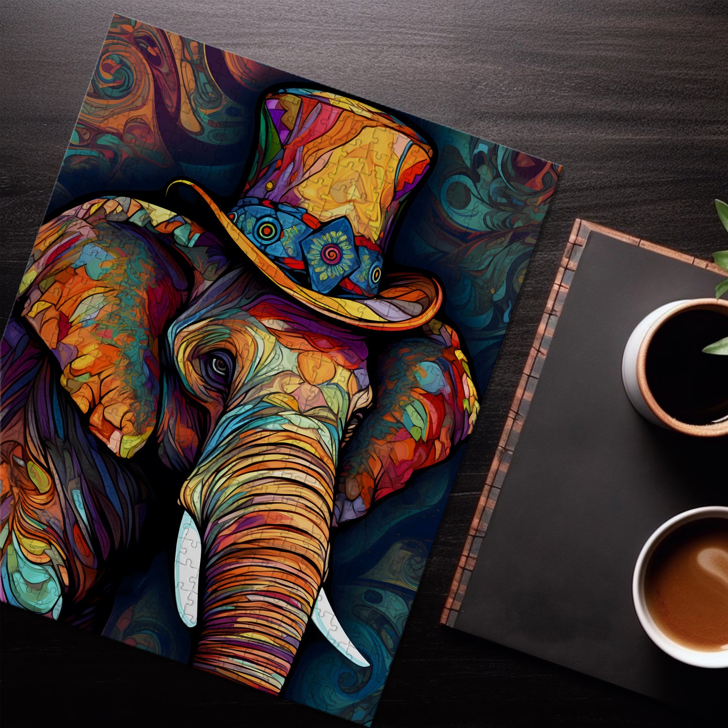 Stained Glass Elephant Jigsaw Puzzle