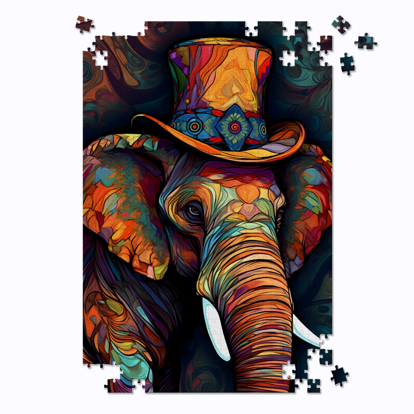 Stained Glass Elephant Jigsaw Puzzle