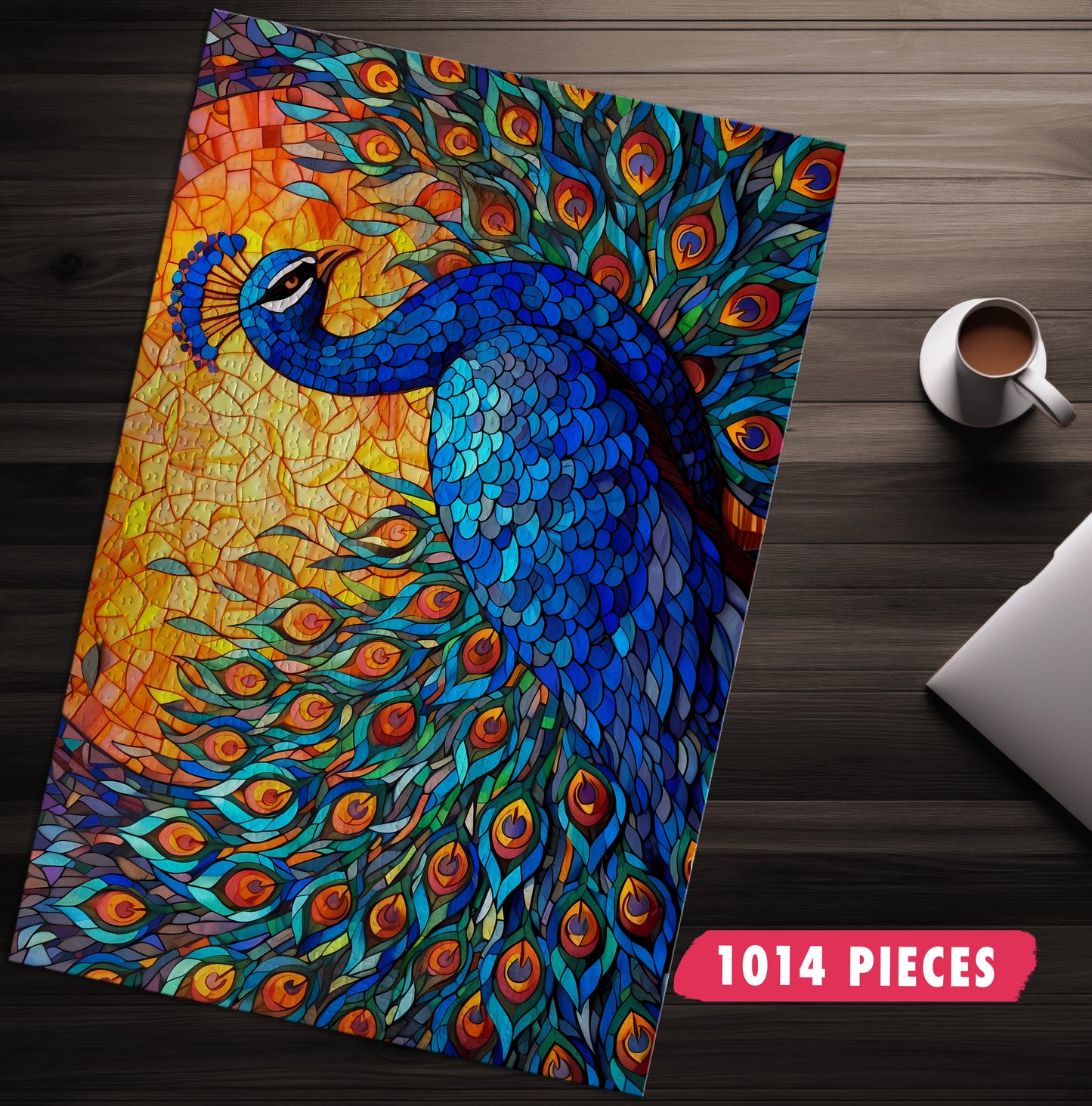 Stained Glass Peacock Jigsaw Puzzle