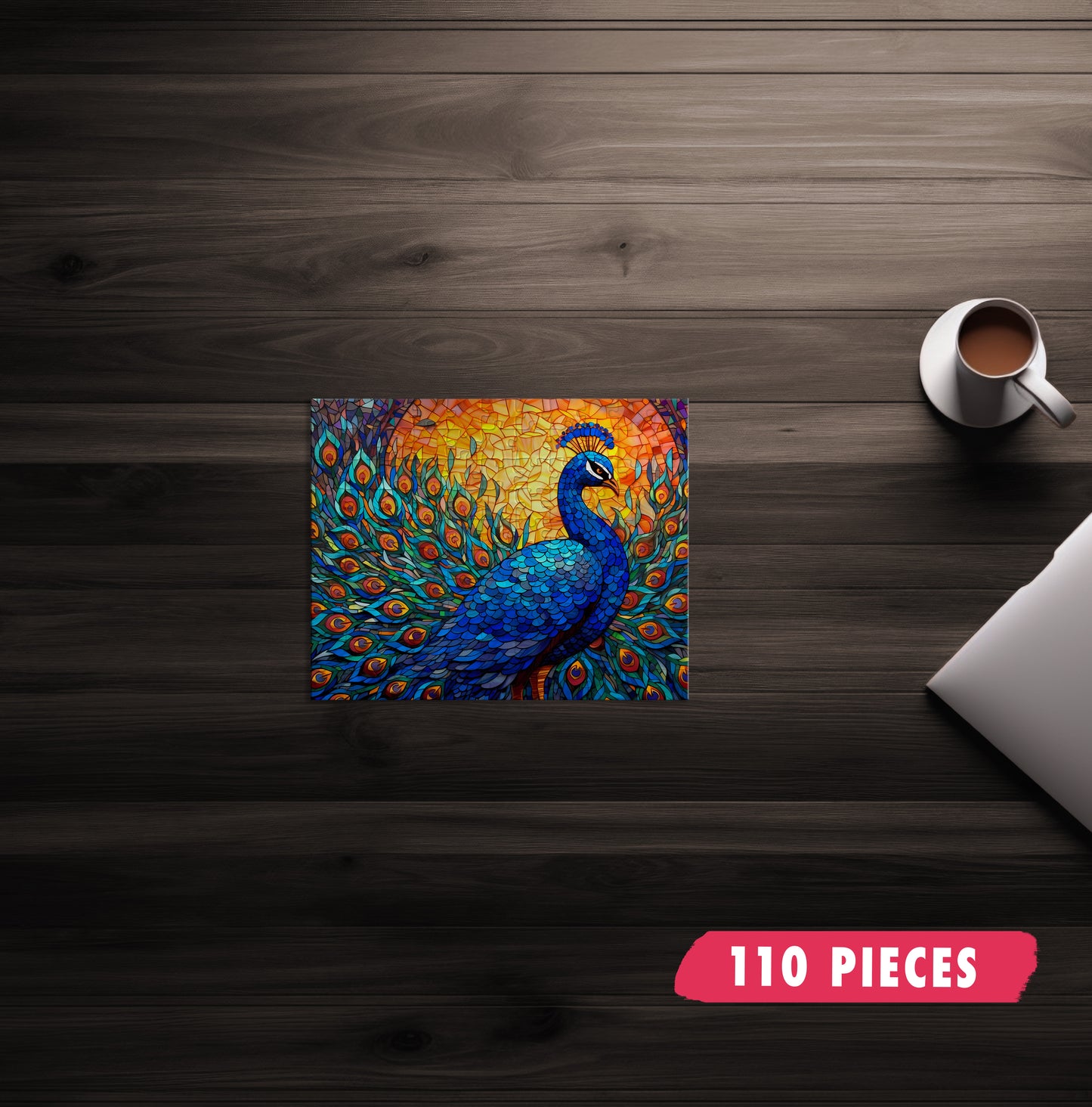 Stained Glass Peacock Jigsaw Puzzle