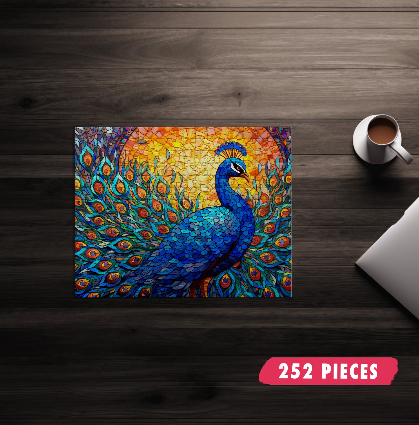 Stained Glass Peacock Jigsaw Puzzle