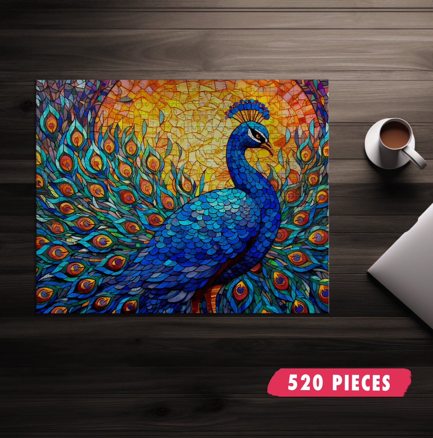Stained Glass Peacock Jigsaw Puzzle
